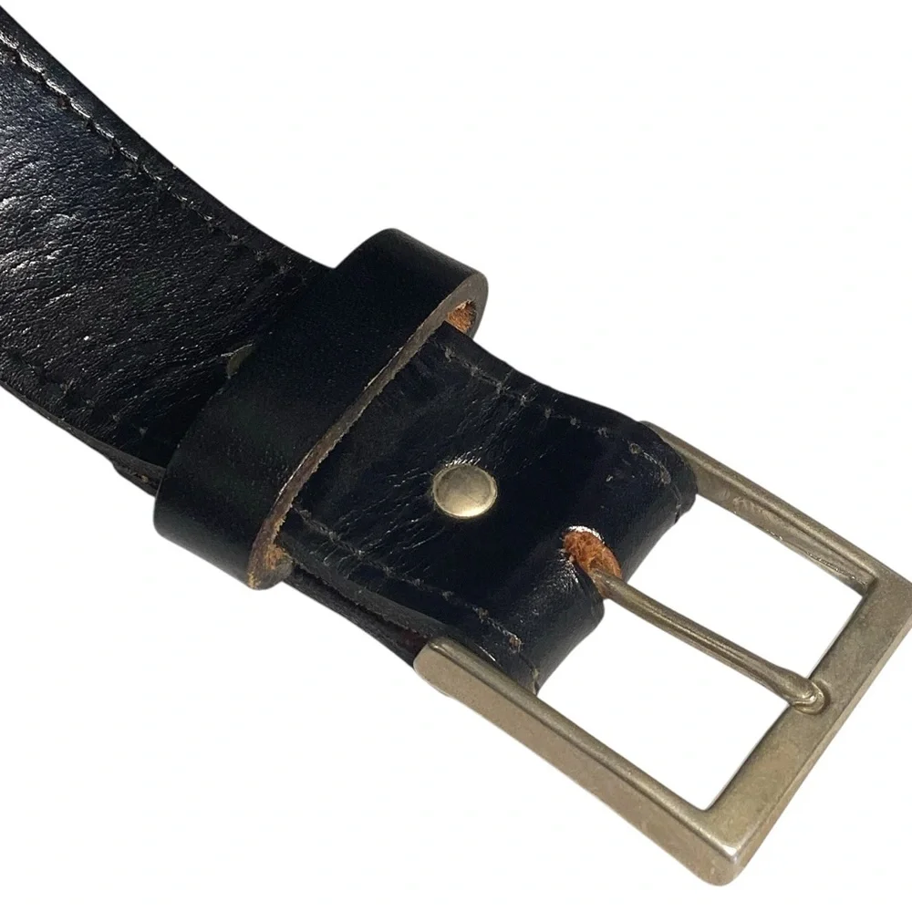 Marc Wolf Black Leather Plain Strap Men’s Belt Size‎ 36 Harness Buckle Snap